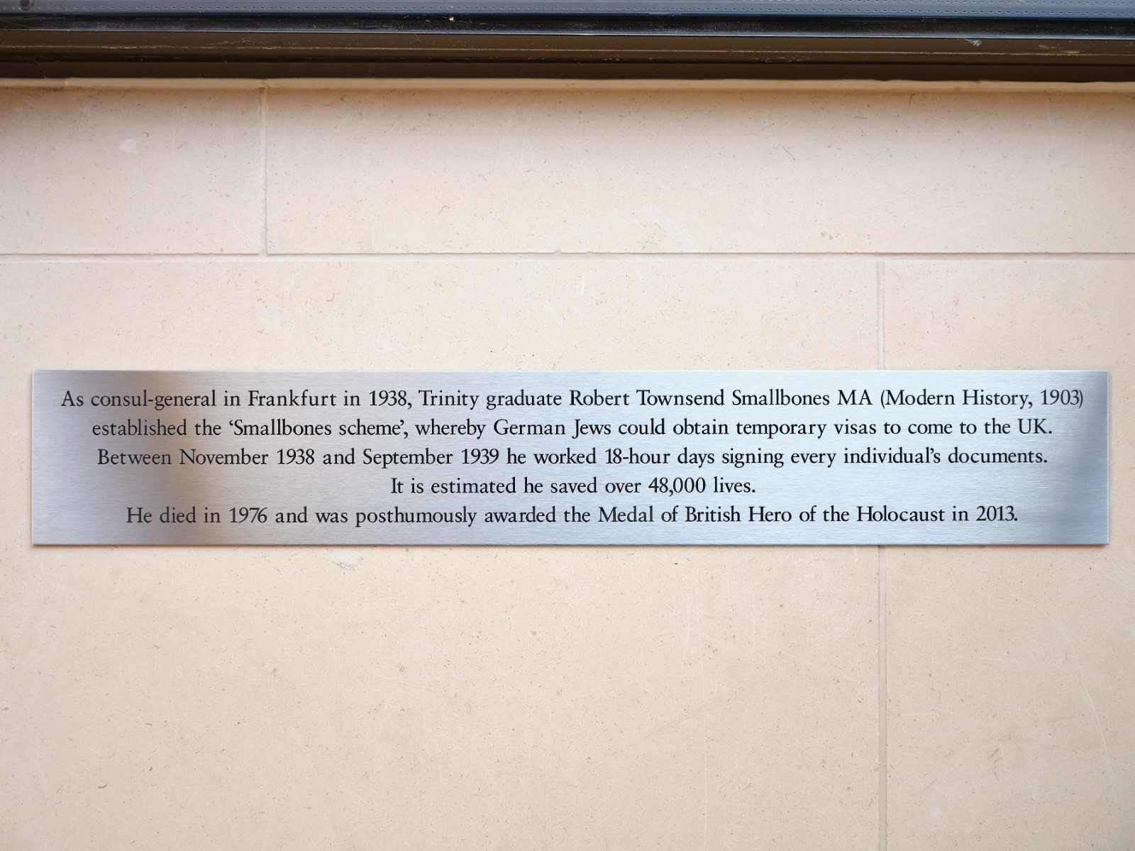 Commemorating Robert Smallbones on Holocaust Memorial Day Trinity