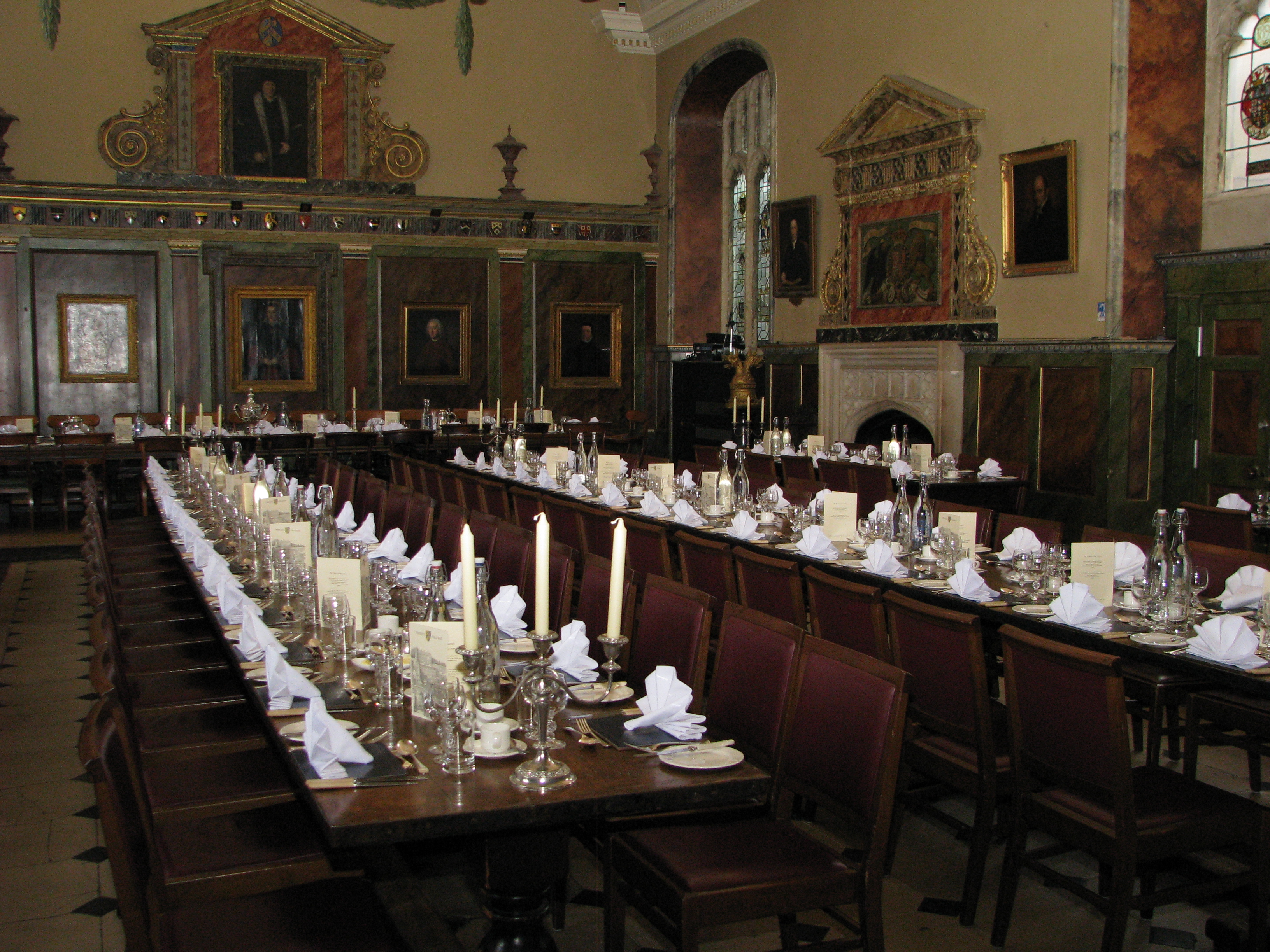 Hall laid for dinner