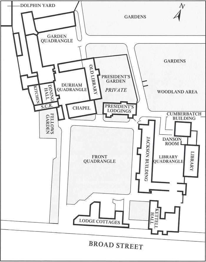 Map of Trinity College Oxford