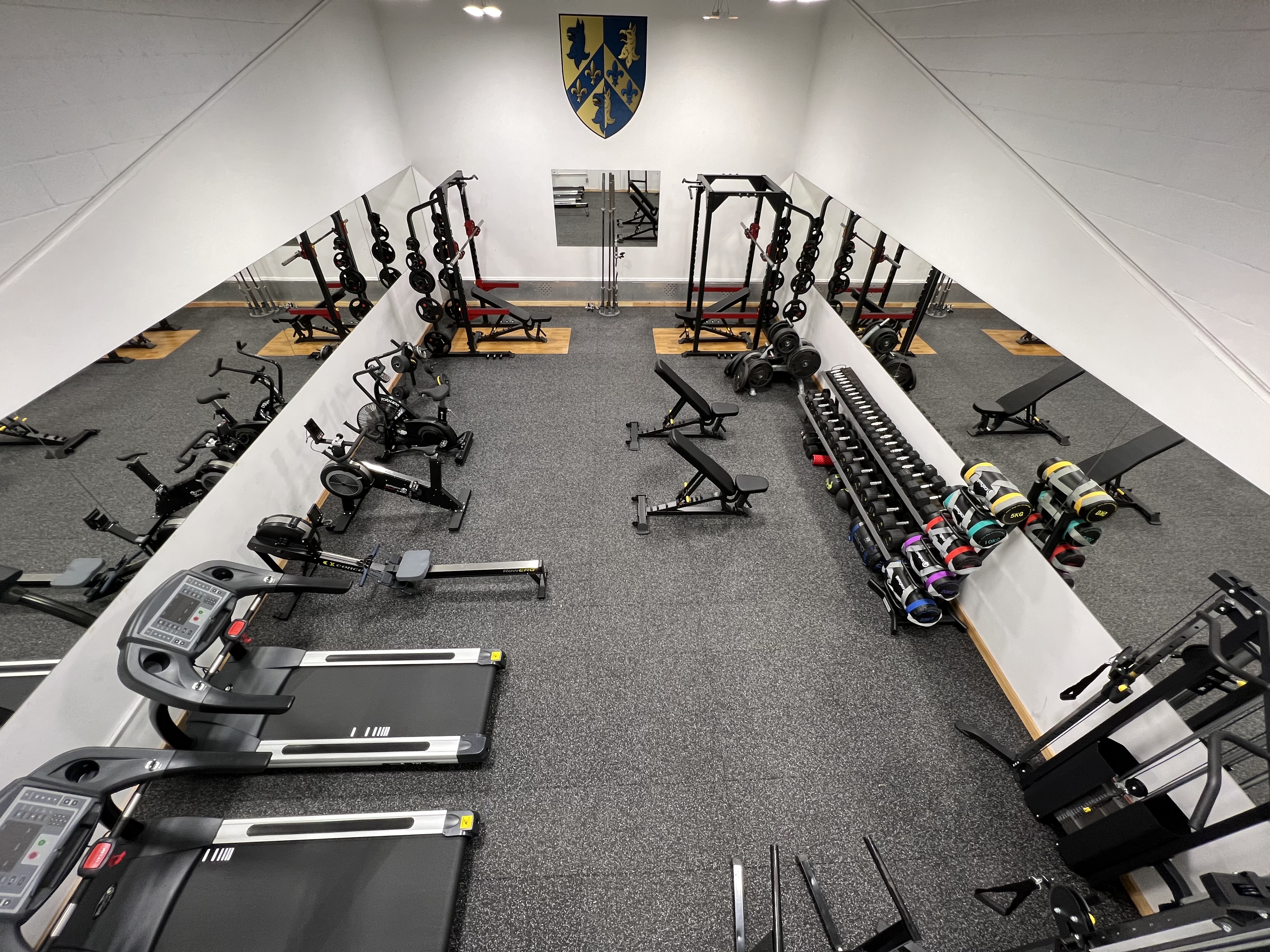 A view from above of the newly refurbished Trinity College gym.