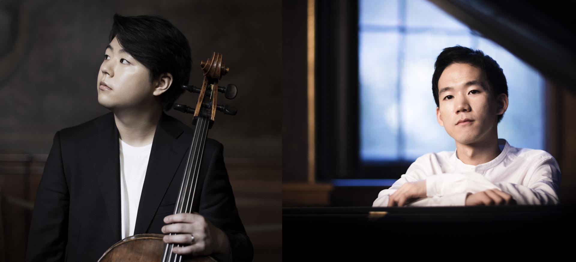 Side by side images of Waynne Kwon at a piano and Victor Lim.