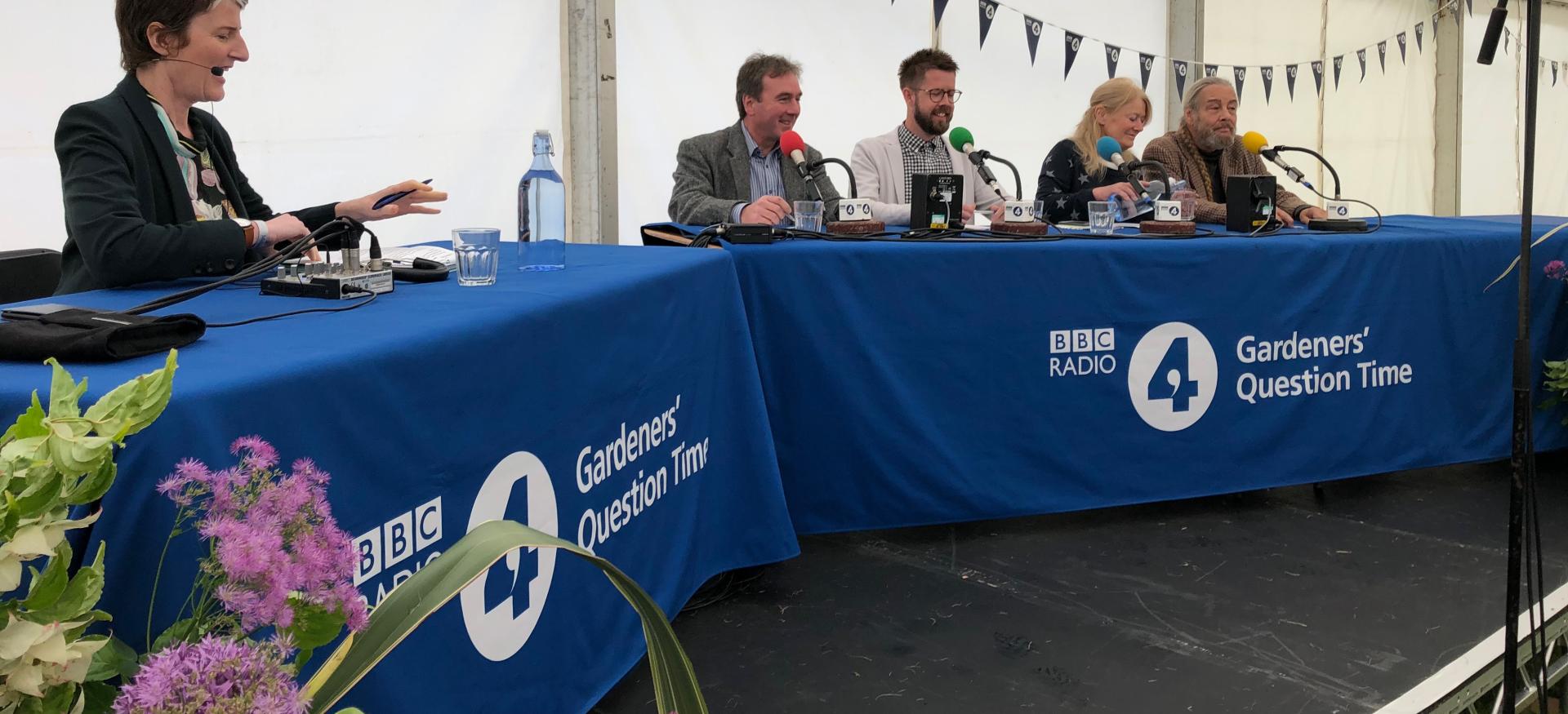A panel of gardening experts during a recording of Gardeners' Question Time.