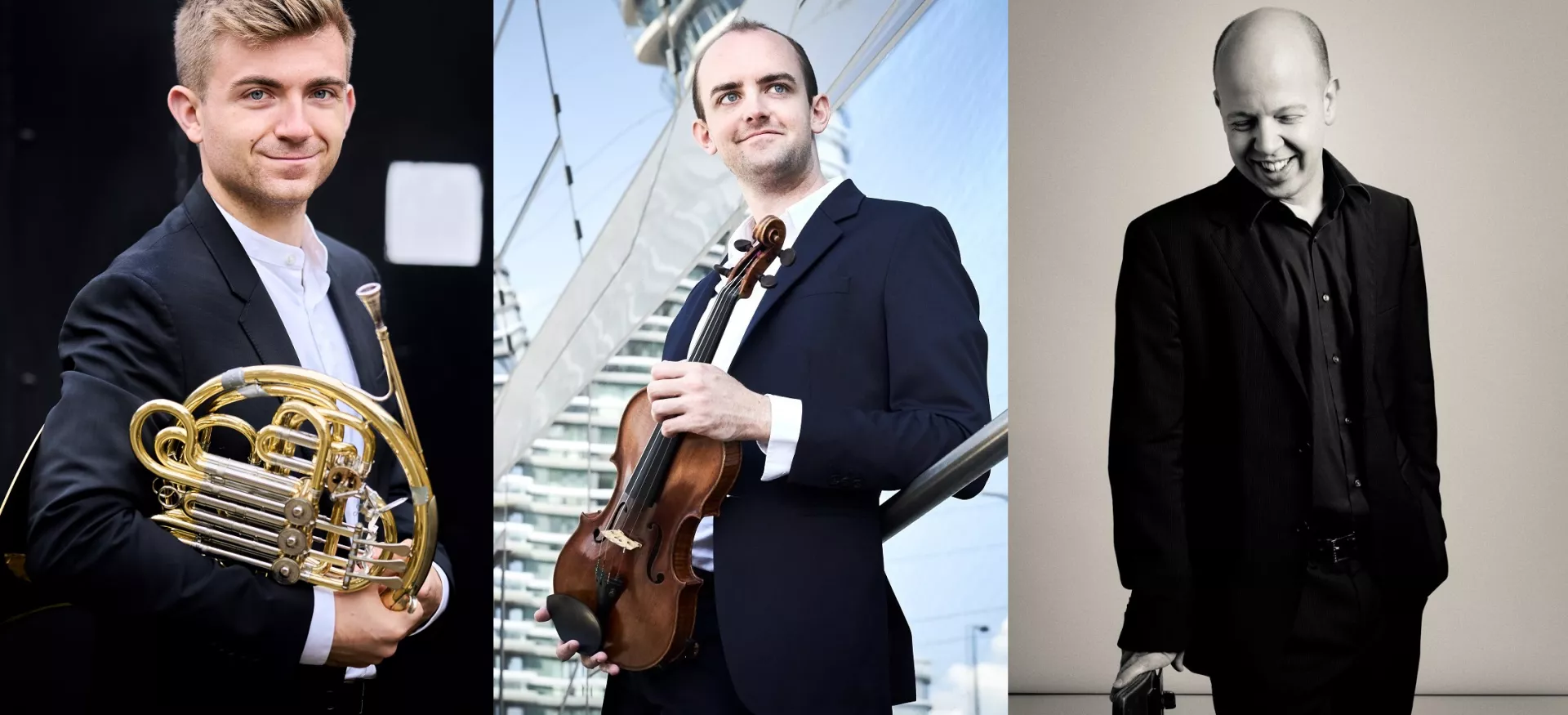 Side by side images of the members of the Goldscheider Trio