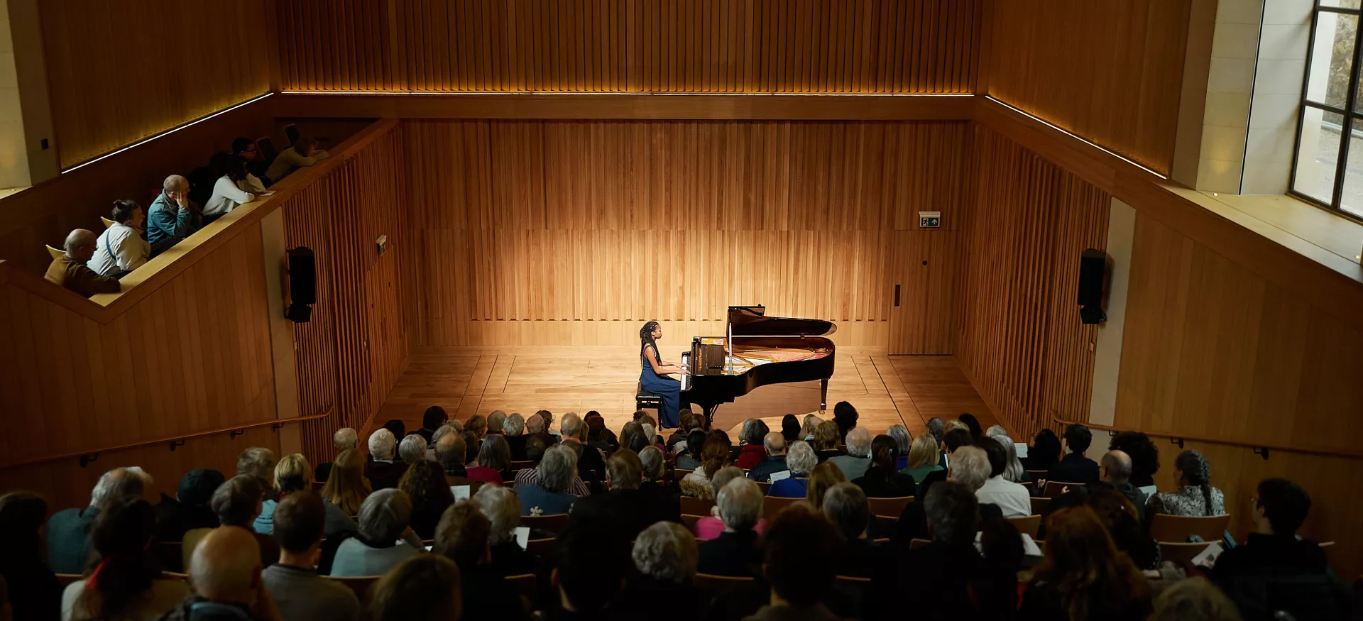 Jeneba Kanneh-Mason plays the piano in the de Jager Auditorium.