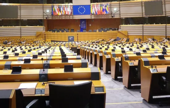 The European Parliament Assembly Room in Brussels.