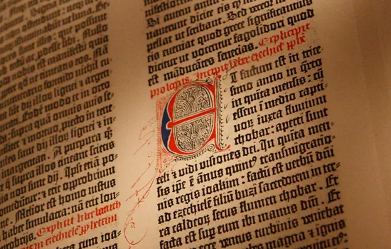 A page from the Bible in close up.