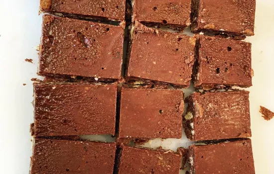 12 slices of chocolate fridge cake.