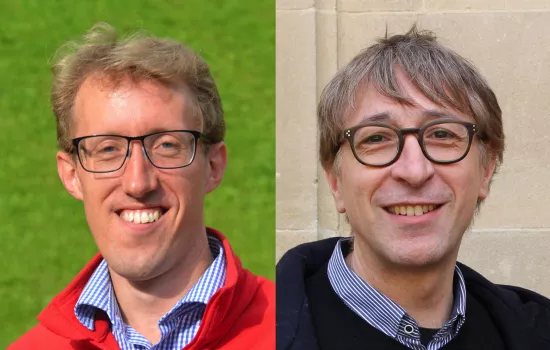 Side by side head and shoulder images of Ian Hewitt and Stefano Evangelista.