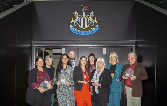 The winners of the Excellence in English award at the lord Glenamara memorial awards ceremony.