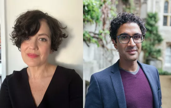 Side by side headshots of Maria Blanco and Anil Gomes