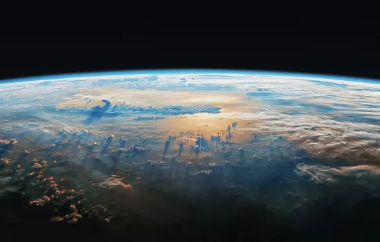 A view of the earth's surface from space.