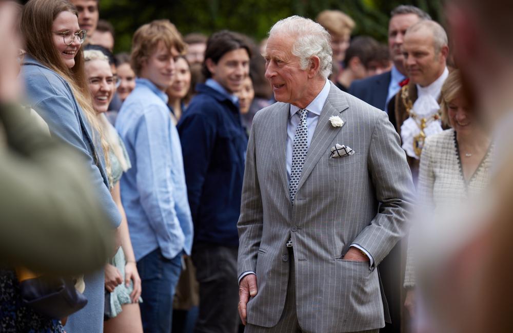 Prince Charles meets students at Trinity College.