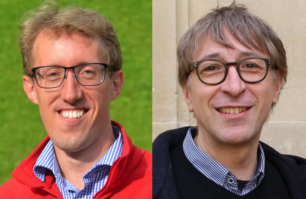 Side by side head and shoulder images of Ian Hewitt and Stefano Evangelista.