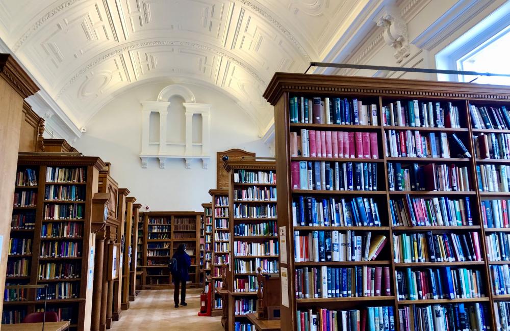 The inside of Trinity's War Memorial Library after its renovation.