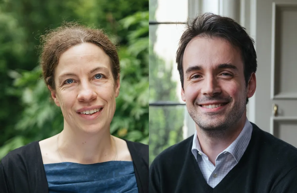 Side by side headshots of Melanie Rupflin and Sam Vinko.