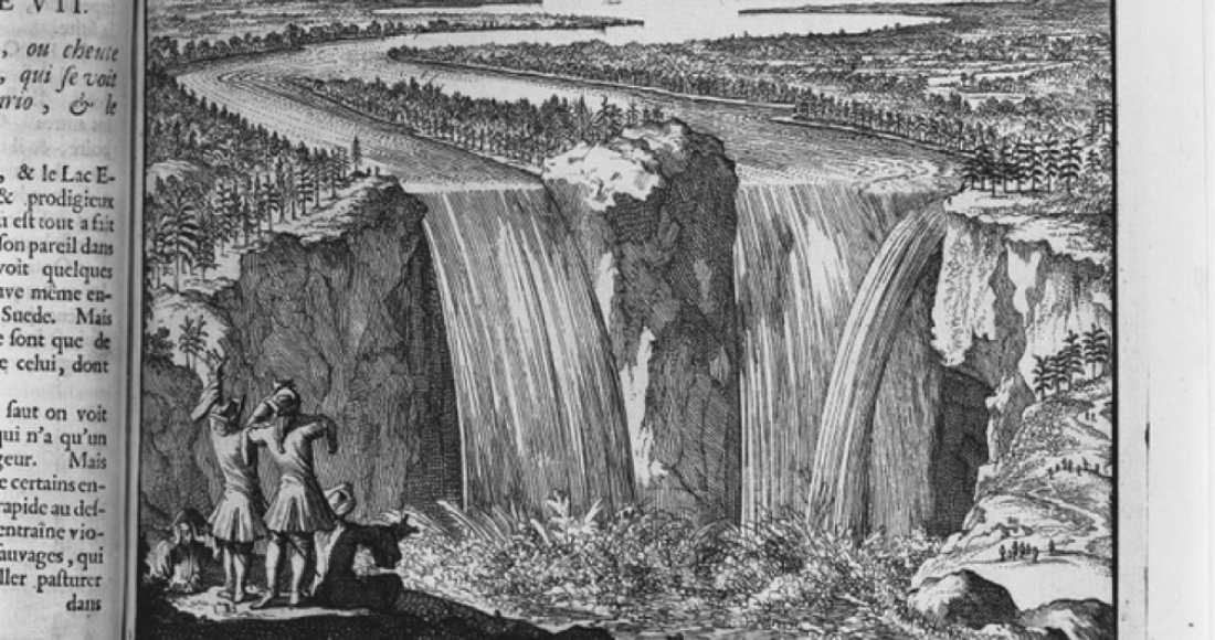 Louis Hennepin, Niagara Falls, from Nouvelle decouverte d’un tres grand pays situé dans l’Amérique (1697)