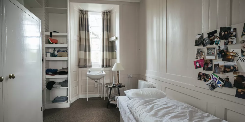 An empty second-year bedroom. 