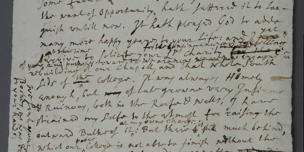 A hand-written letter by Ralph Bathurst.