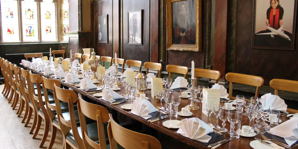 The Trinity Dining Hall with formal table setting.