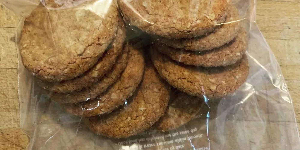 A bag of Hobnob biscuits.