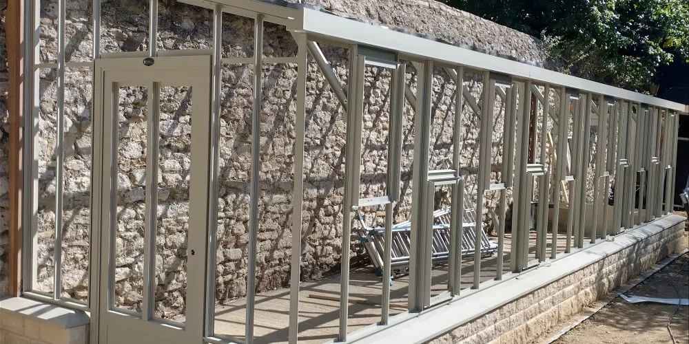 The outer structure of the new Greenhouse on the Levine Building site.