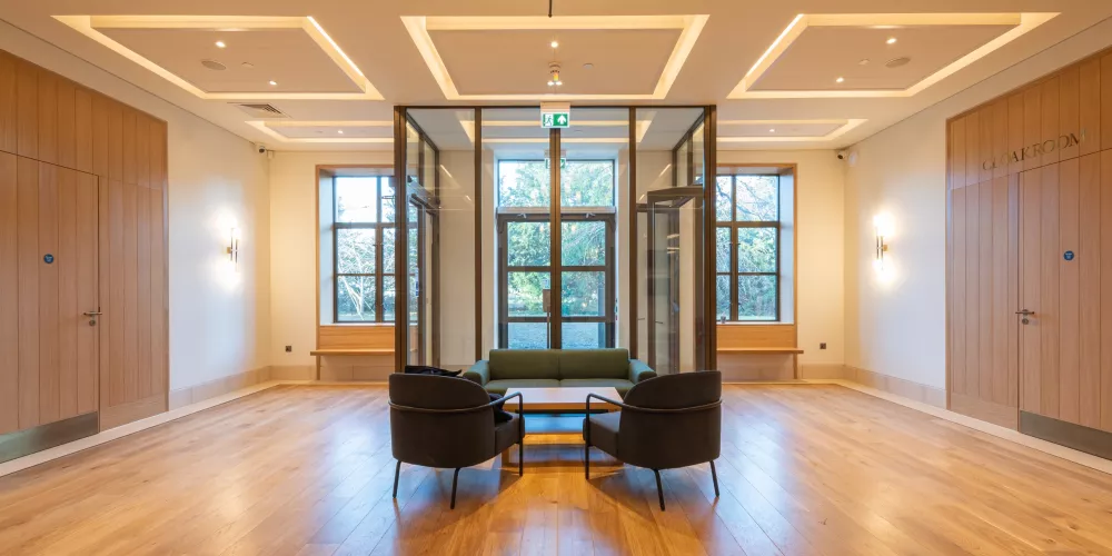 The entry foyer of the Levine Building. 