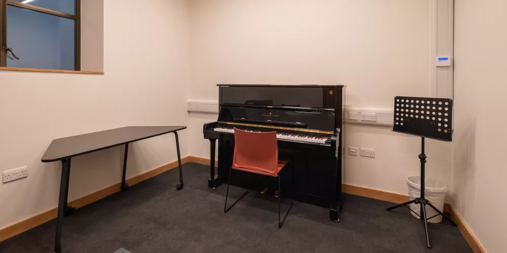 A music practice room in the Levine Building.