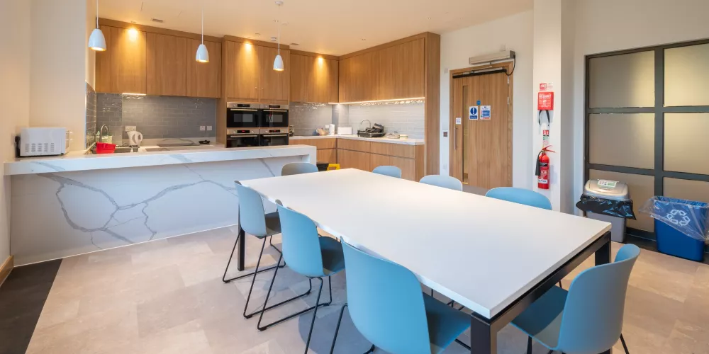 A student kitchen in the Levine Building.