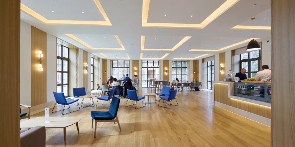 The Levine Building cafe from the entrance.