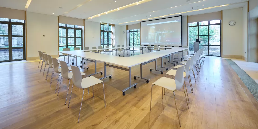 The garden room with boardroom style seating.