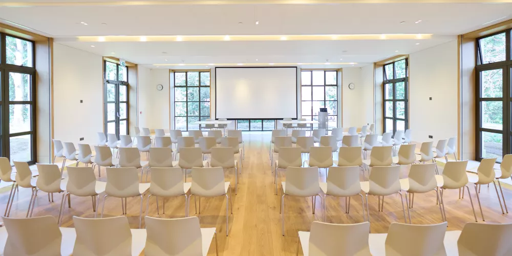 The Levine Garden Room with theatre style seating.