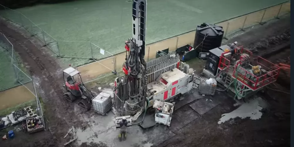 The ground source heat pump project on Trinity's back lawns.