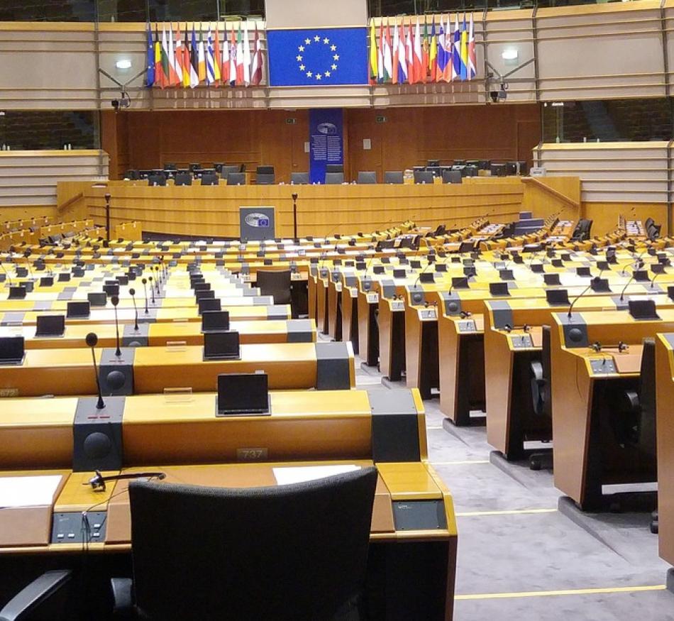 The European Parliament Assembly Room in Brussels.