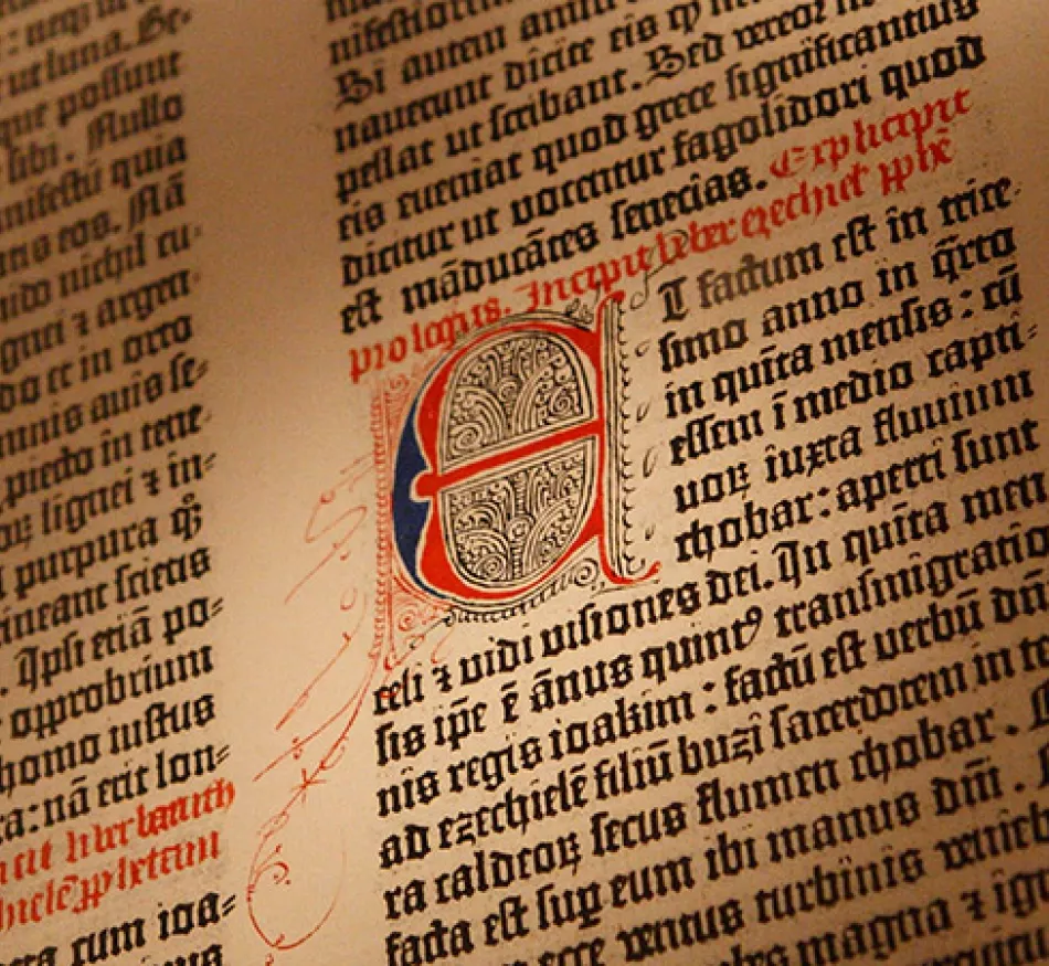 A page from the Bible in close up.