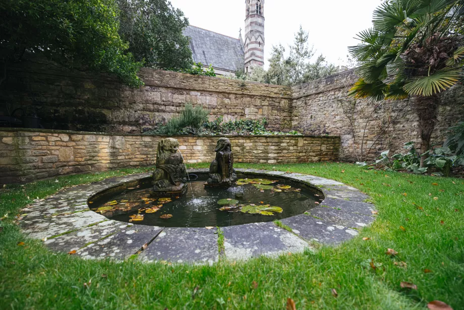 A view of the pond in the Trinity Fellows' garden.
