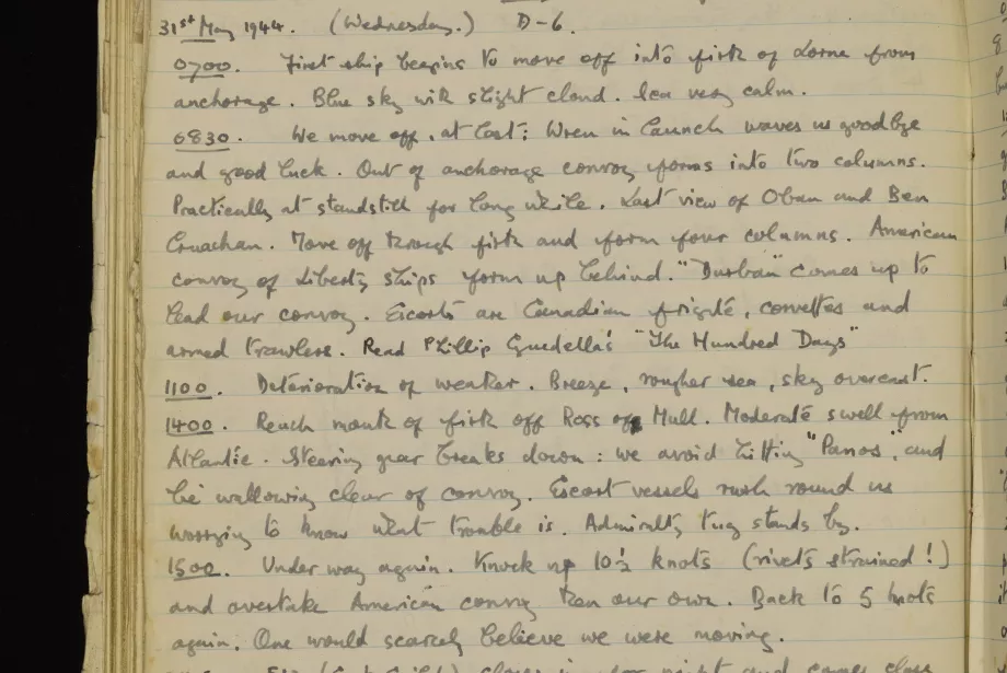 A page from James Holladay's hand-written diary.