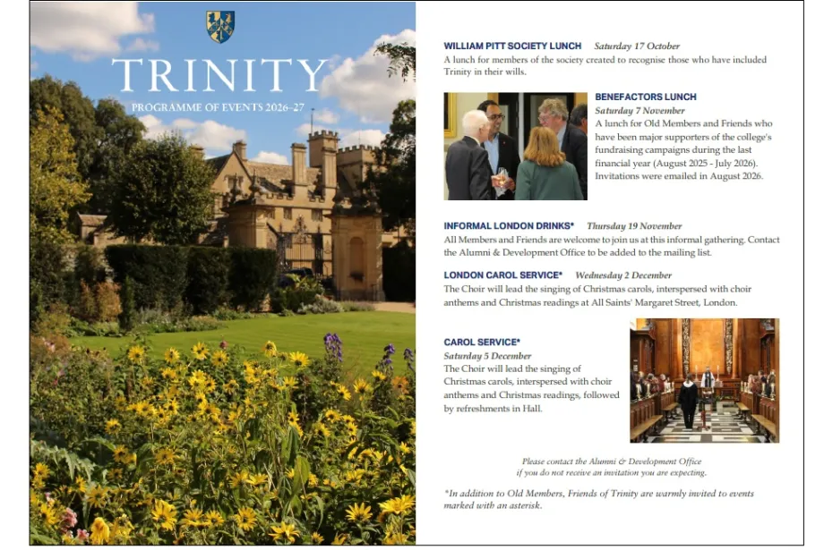 front and inside page of the programme of events