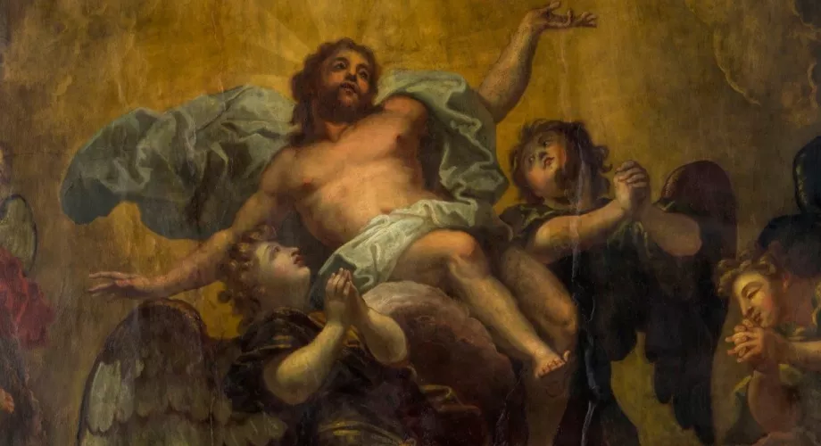 A painting from the interior ceiling of the Trinity College chapel.
